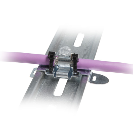 Detasultra MSD2 1,5-3 Borne de blindage avec base pour fixation rail DIN, double collier 1734021010