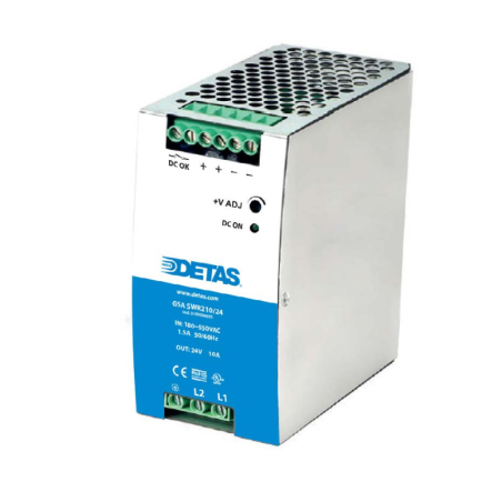 Detas alimentation 180-550 VAC (254-780 VDC) entrée sortie 24V 240Watt 10A réf : GSASWP21024 code: 0160004695
