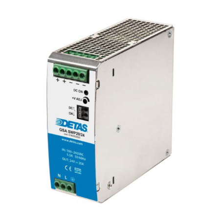 Detas Netzteil 85-264 VAC (127-370 VDC) Eingang Ausgang 48V 480Watt 10A Ref: GSASWP2048 Code: 0160002628